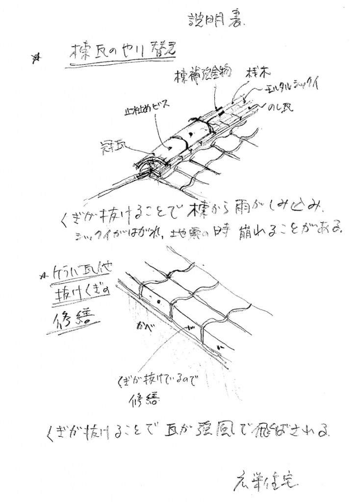 屋根瓦の修繕をしました