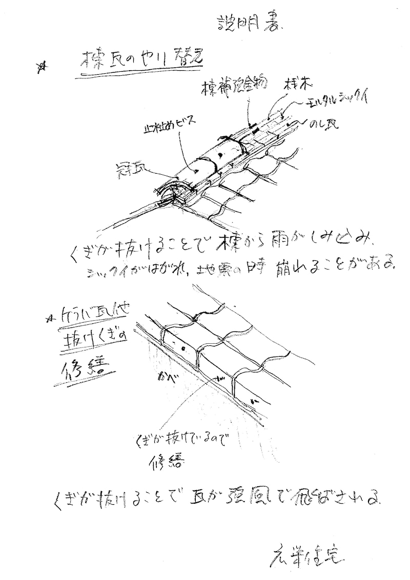 屋根瓦の修繕をしました