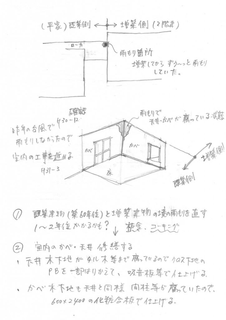 数年掛けて直した雨漏り