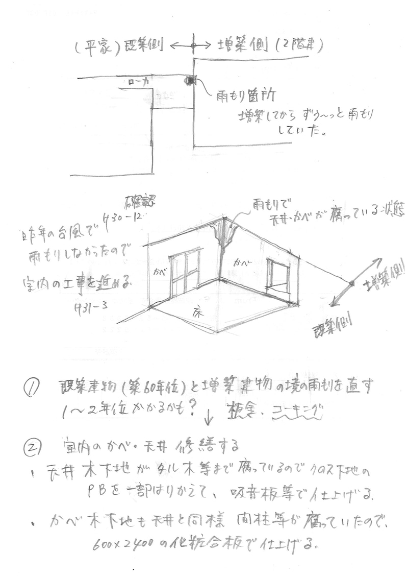 数年掛けて直した雨漏り